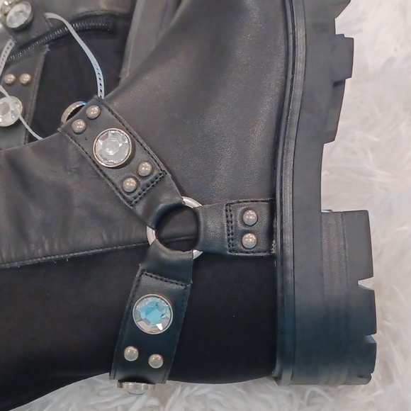 KARL LAGERFELD MILLA LEATHER RHINESTONE EMBELLISHED KNEE HIGH BOOTS SZ 8 w/Flaw - Picture 12 of 16